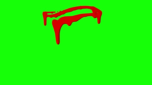 rote Tinte tropft über grünen Bildschirmhintergrund - Filmmaterial, Video