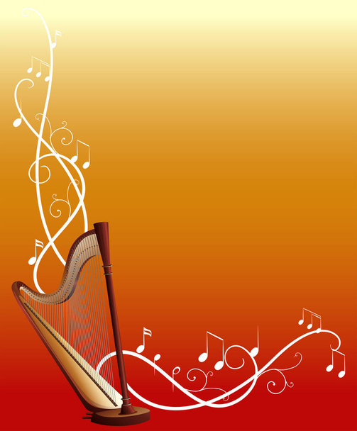 Modèle de fond avec harpe et notes de musique
 - Vecteur, image
