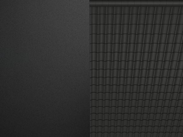 closeup tiled roof 3d rendering - Foto, Imagen