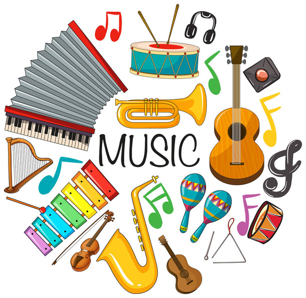 Diferentes tipos de instrumentos musicales
 - Vector, Imagen
