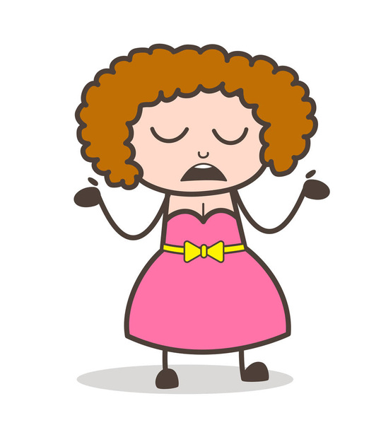 Cartoon Young Woman Unknown Gesture Vector Illustration - Vector, Image