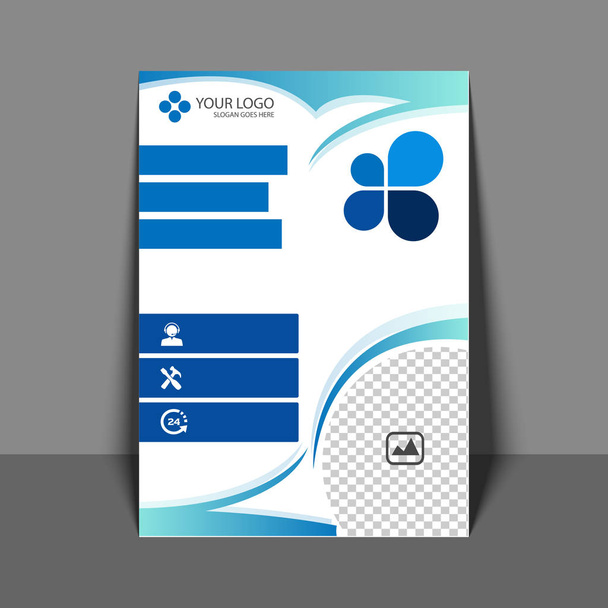 Professional Flyer in Blue Color, Corporate Brochure, Annual Rep - Vector, Image