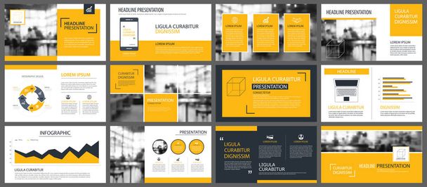 Жовті шаблони презентацій та елементи інфографіки backgrou
 - Вектор, зображення