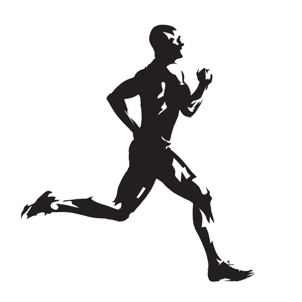 Uomo in corsa, silhouette vettoriale astratta, vista laterale
 - Vettoriali, immagini