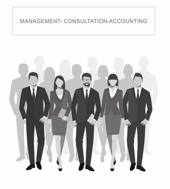 Business men and women silhouette. team business people group hold document folders  - Vector, Image