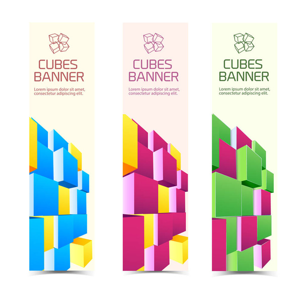 Cubes Vertical Banners - Vector, Image