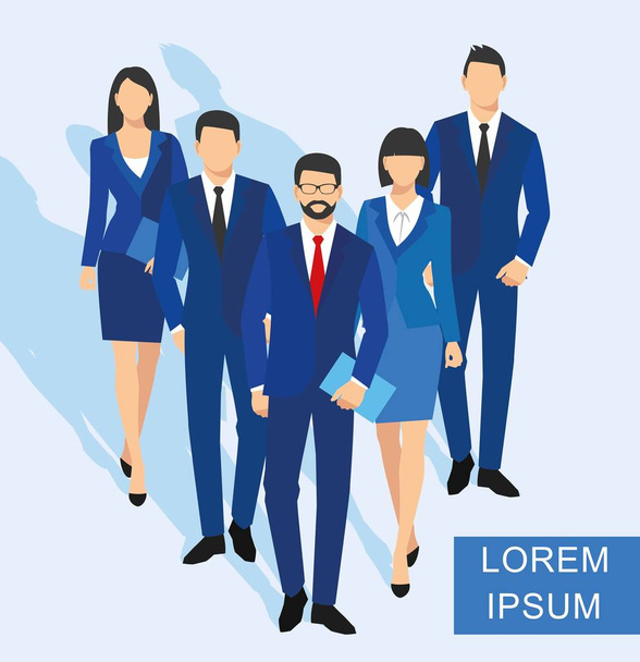 Business men and women silhouette. team business people group hold document folders - Vector, Image