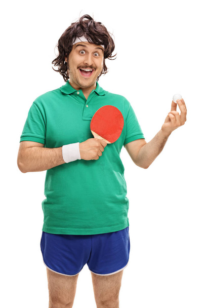 sportsman with a table tennis racket and a ball - Fotografie, Obrázek