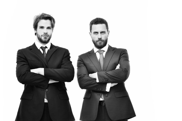 men, businessmen with beard on serious face in outfit - Fotoğraf, Görsel