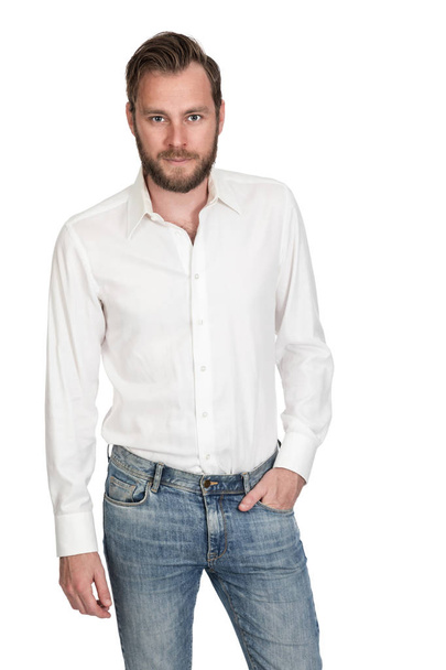 Attractive man in shirt and jeans - Valokuva, kuva