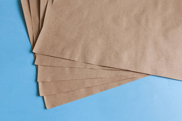 Kraft paper mockup. Cover brochure on the blue background. Vintage style - Foto, immagini