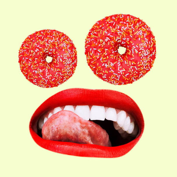 Donut lover. Art collage minimal creative design - Photo, Image