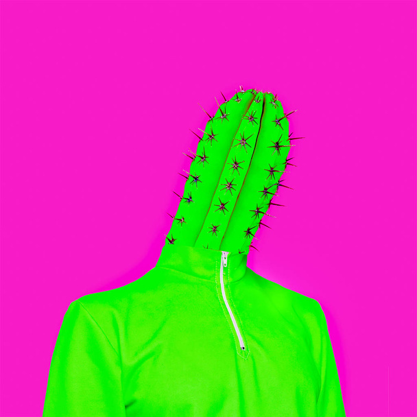 Minimal art collage Cactus man Creative design - Фото, зображення