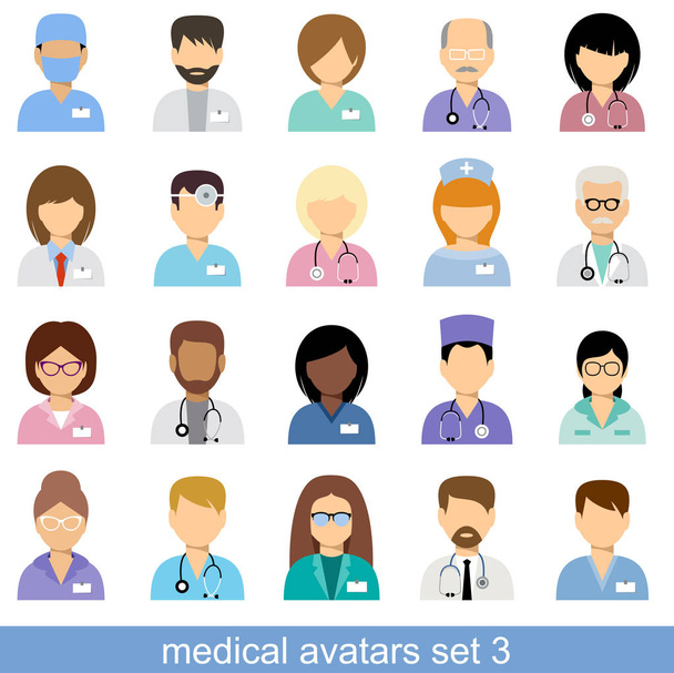 Medizinische Avatare, Ärzteteam - Vektor, Bild