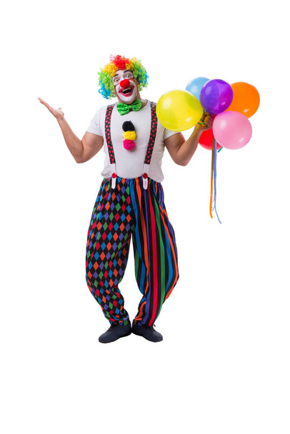Funny clown with balloons isolated on white background - Photo, Image