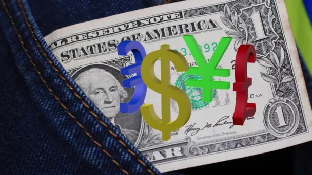 A főbb valuták szimbólumai Motion 3D-ben - Felvétel, videó