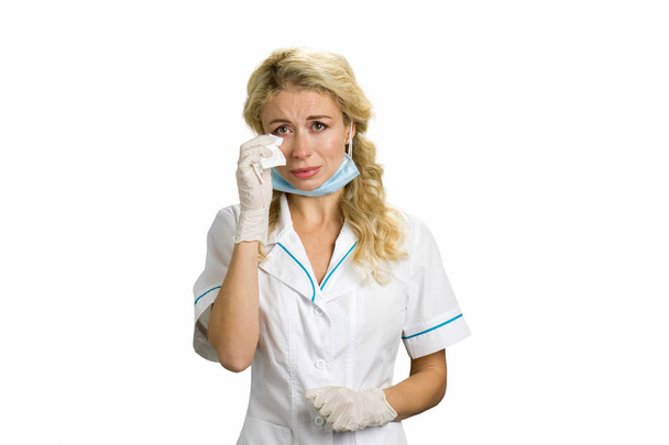 Boldogtalan fiatal nővér sírás. - Fotó, kép