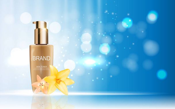 Design kozmetikai termék a virágok arany Liy sablon-a - Vektor, kép