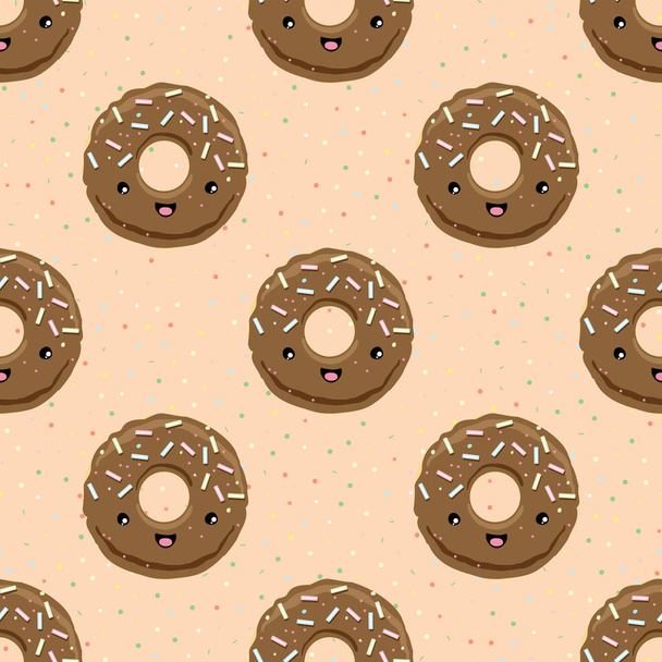Seamless pattern with chocolate glazed donuts - Διάνυσμα, εικόνα