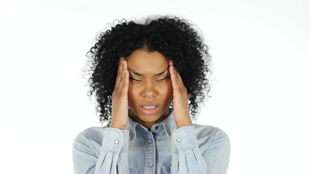 Frustratation, чорна жінка з головний біль - Фото, зображення