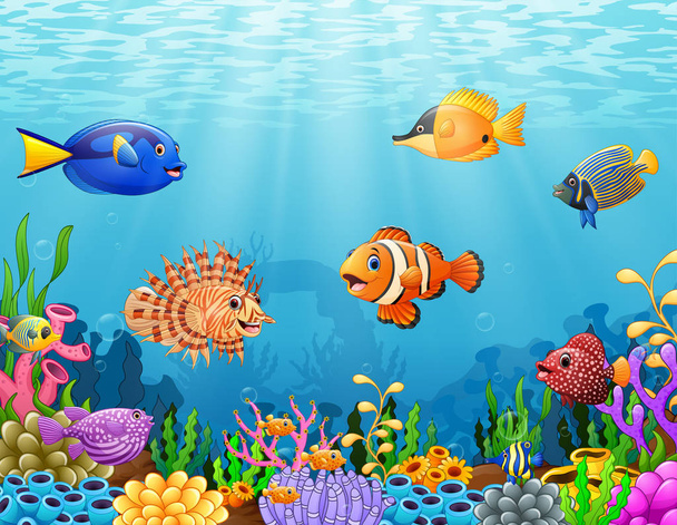 Kreskówek ryb w morzu - Wektor, obraz