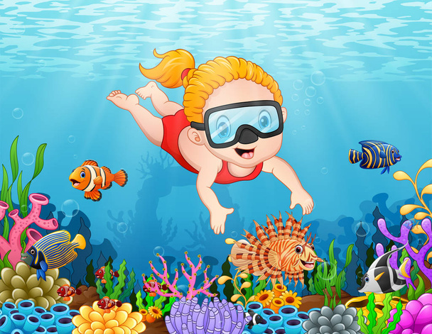 Petite fille plongeant dans la mer
 - Vecteur, image