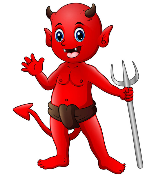 Malý červený ďábel mává - Vektor, obrázek