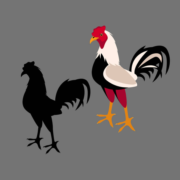 rooster  vector illustration silhouette black - Vector, Image