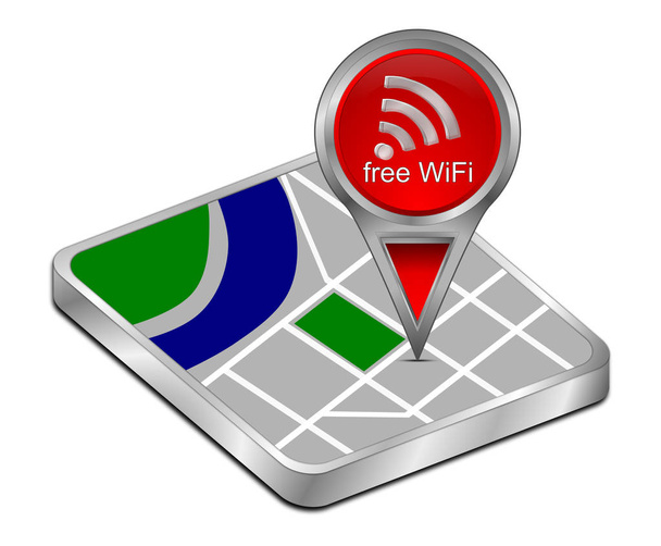 mapy wskaźnik z wolna Wifi Symbol - ilustracja 3d - Zdjęcie, obraz