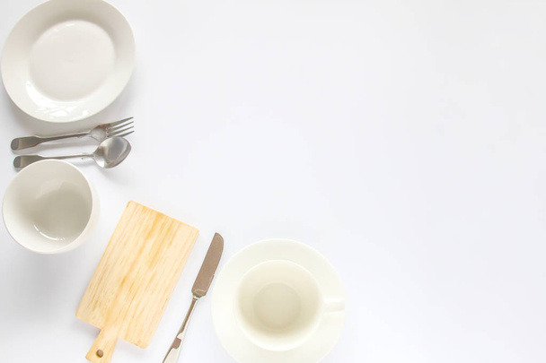 Design concept of mockup various kitchenware utensils set on whi - Photo, Image
