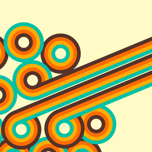 Abstract retro background, digital lines and circles, design70s. - Vecteur, image