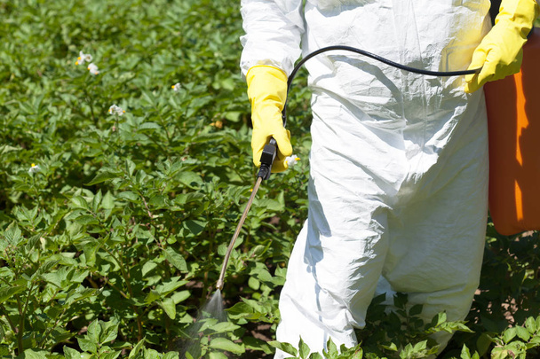 Pesticide spraying. Agricultural pollution. - Fotoğraf, Görsel