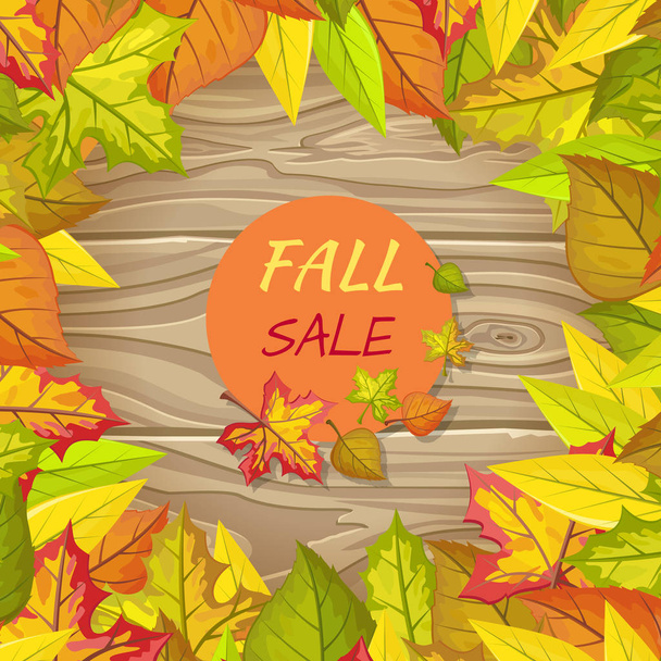 Fall Sale Banner Isolated on Wooden Background - Διάνυσμα, εικόνα