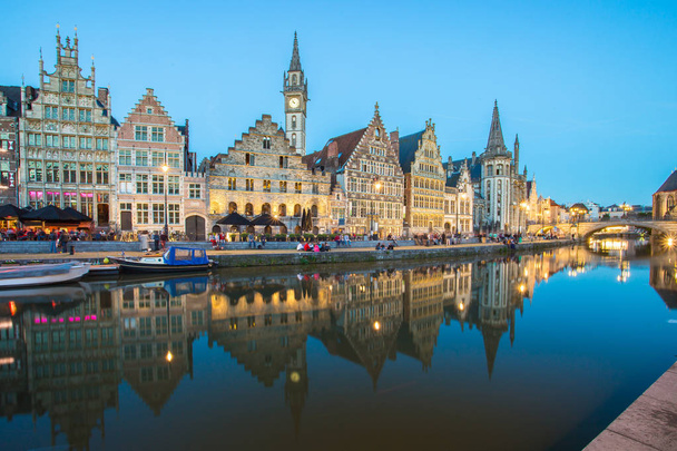 The Graslei in city center of Ghent, Belgium - Photo, Image