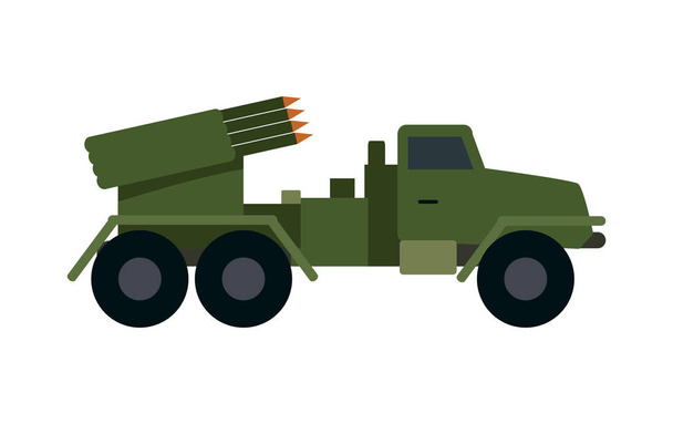 Military Vehicle with Rockets. Armoured Truck - Vector, imagen