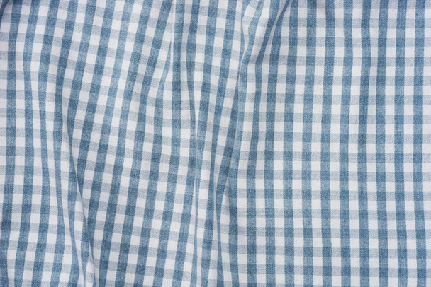 blue and white checkered fabric background texture  - Photo, Image
