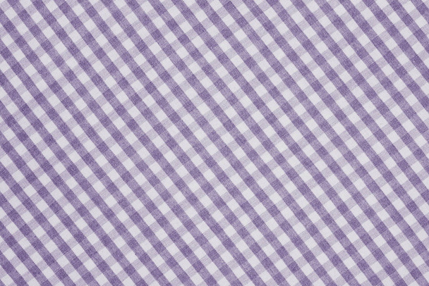textura pozadí fialové a bílé kostkované tkaniny  - Fotografie, Obrázek