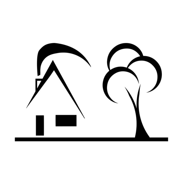 μοντέρνο σχεδιασμό σπίτι σκίτσο διάνυσμα με δέντρο - Διάνυσμα, εικόνα