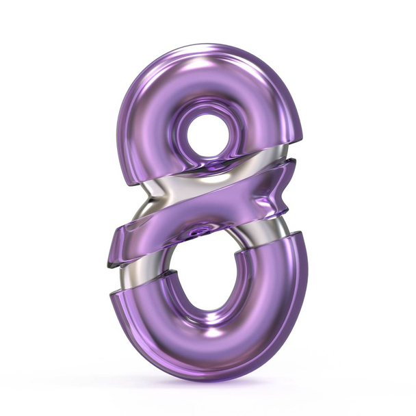Purple gem with metal core font NUMBER 8 EIGHT 3D - Valokuva, kuva