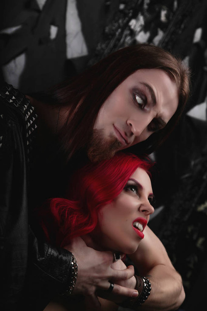 beautiful gothic dark couple in love - Фото, зображення