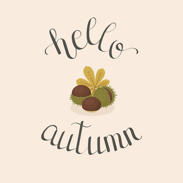 Lettering "hello autumn" - Вектор,изображение