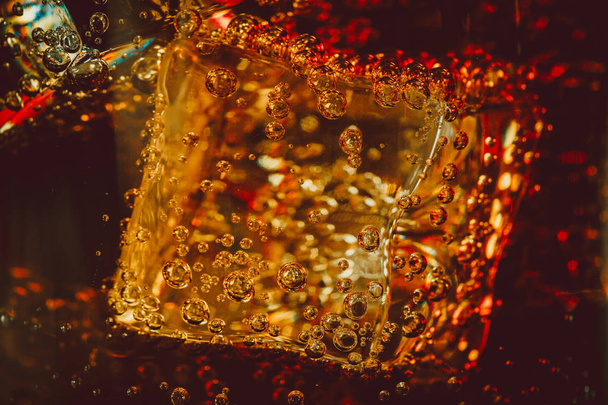 cola with ice cubes in glass - Fotoğraf, Görsel