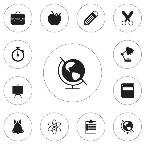 Set van 12 bewerkbare onderwijs iconen. Bevat symbolen zoals verlichting, gum, schilders staan. Kan worden gebruikt voor Web, Mobile, Ui en Infographic Design. - Vector, afbeelding