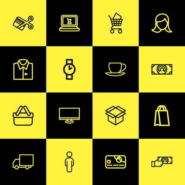 Set di 16 icone di contorno commerciale modificabili. Include simboli come Box Clear, Bargain, Woman Face e altro ancora. Può essere utilizzato per la progettazione web, mobile, UI e infografica
. - Vettoriali, immagini