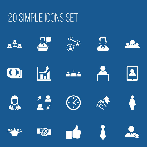 Sada 20 ikon, upravitelné podnikání. Obsahuje symboly jako například jako podnikatel, týmu a další. Lze použít pro webové, mobilní, Ui a infografika Design. - Vektor, obrázek