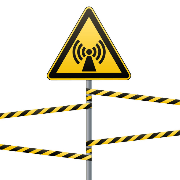 Safety sign. Caution - danger Electromagnetic field. Barrier tape. Vector illustrations. - Vector, Image
