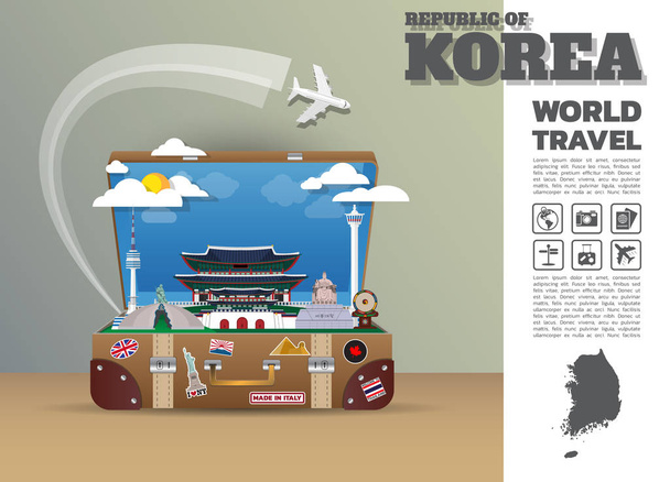 South Korea Landmark Global Travel And Journey Infographic lugga - Vetor, Imagem