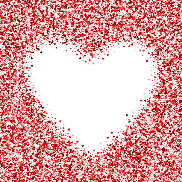 Rám s mnoha srdcí. S pozdravem červeným rámečkem. Hranici konfety pro Valentýn - Fotografie, Obrázek