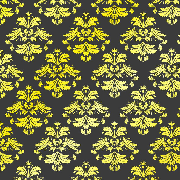 Seamless Golden Damask Pattern Background - Vector, afbeelding