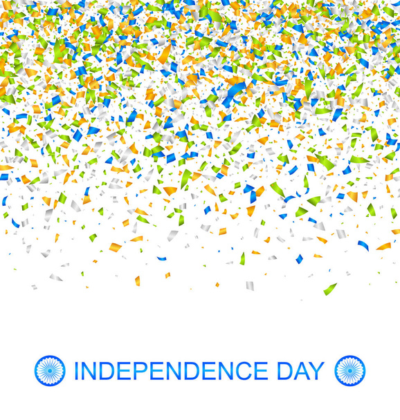 Celebration Banner for Indian Independence Day with Confetti in National Colors - Vector, Image